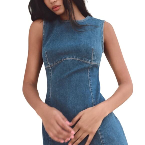 Zara Blue Denim Mini Dress - Picture 9 of 9